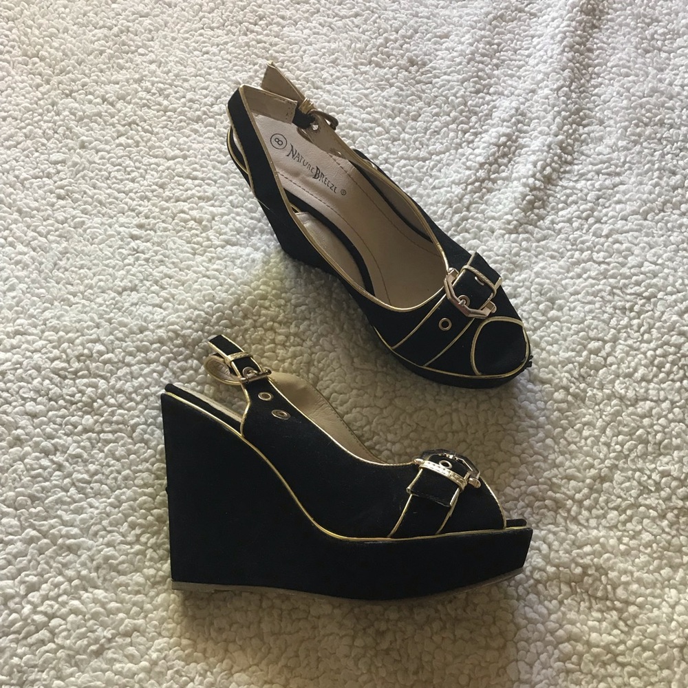 Black Velvet Wedges